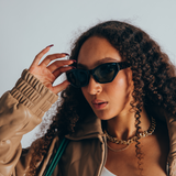 Black Angular Cat-Eye Sunglasses - svnx