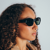 Black Angular Cat-Eye Sunglasses - svnx