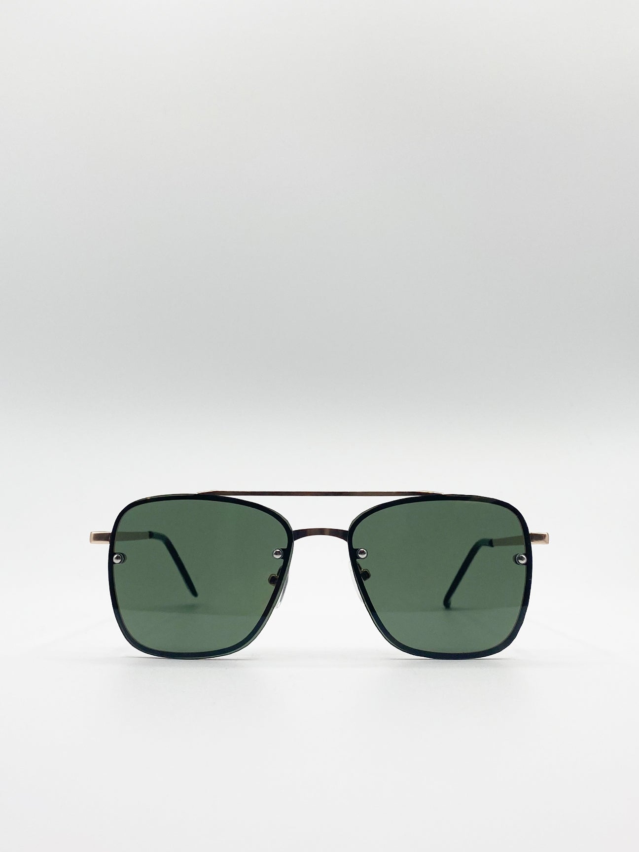 Metal Frame Square Aviator Style Sunglasses - svnx