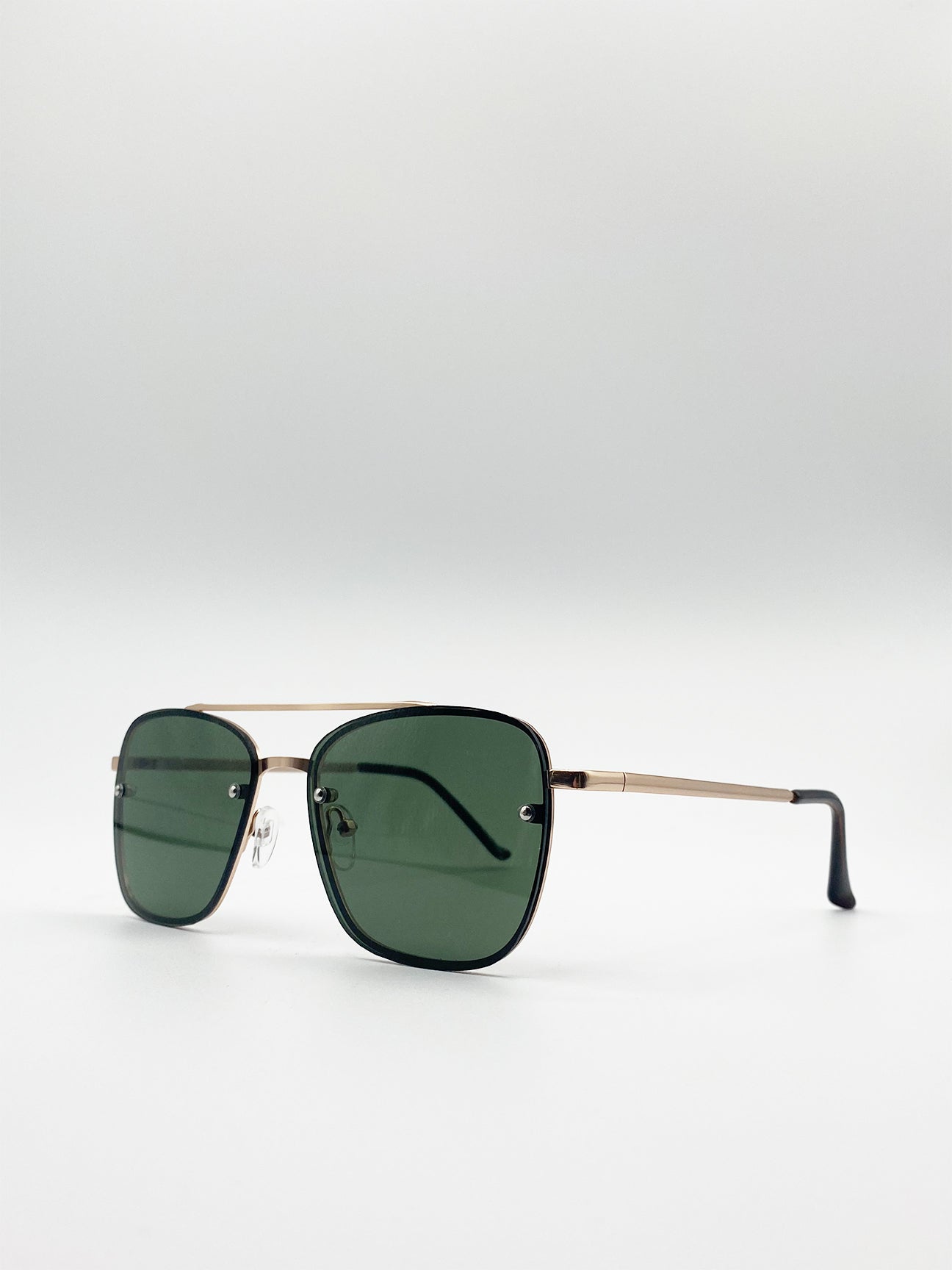 Metal Frame Square Aviator Style Sunglasses - svnx