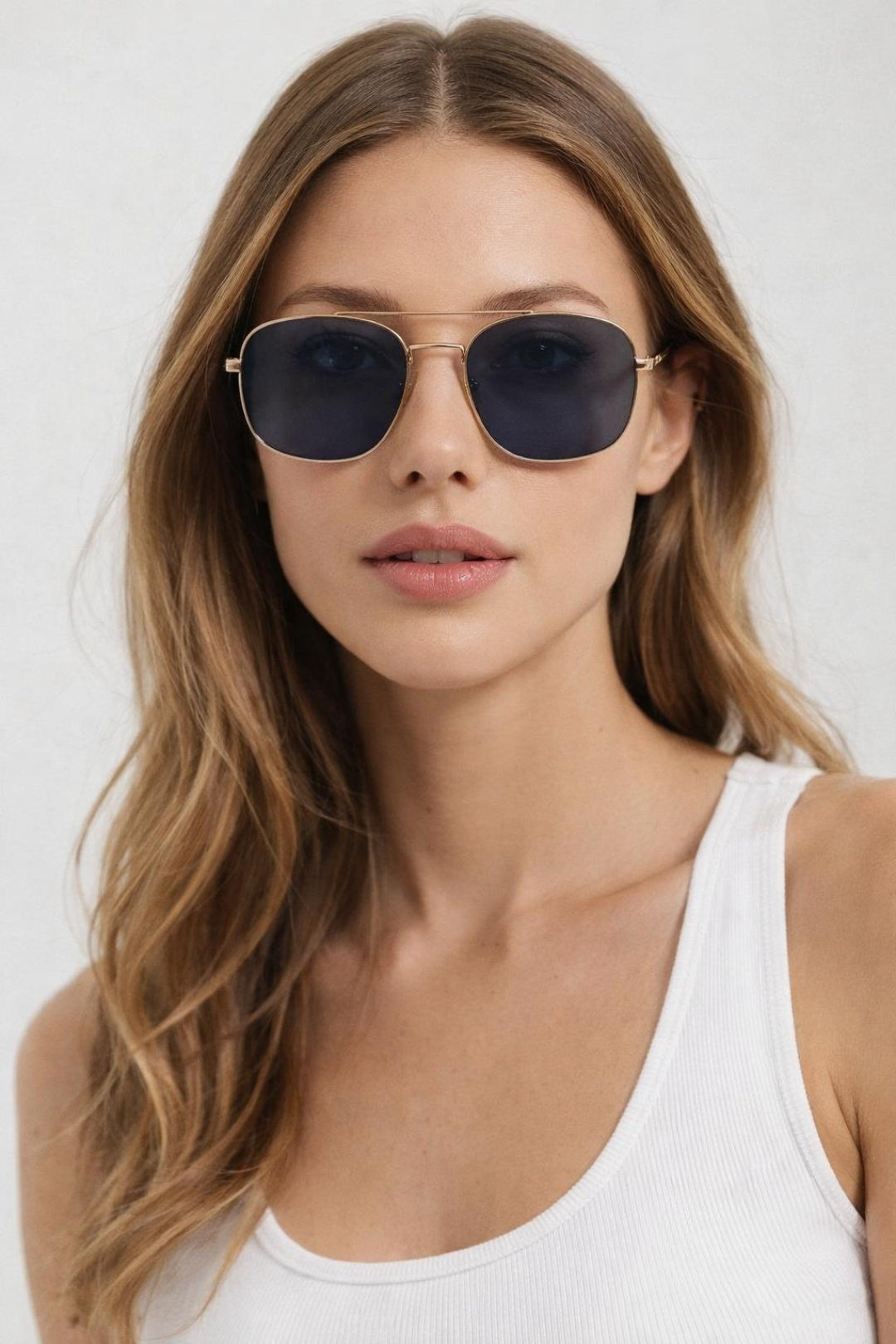 Metal Frame Aviator Style Square  Sunglasses - svnx