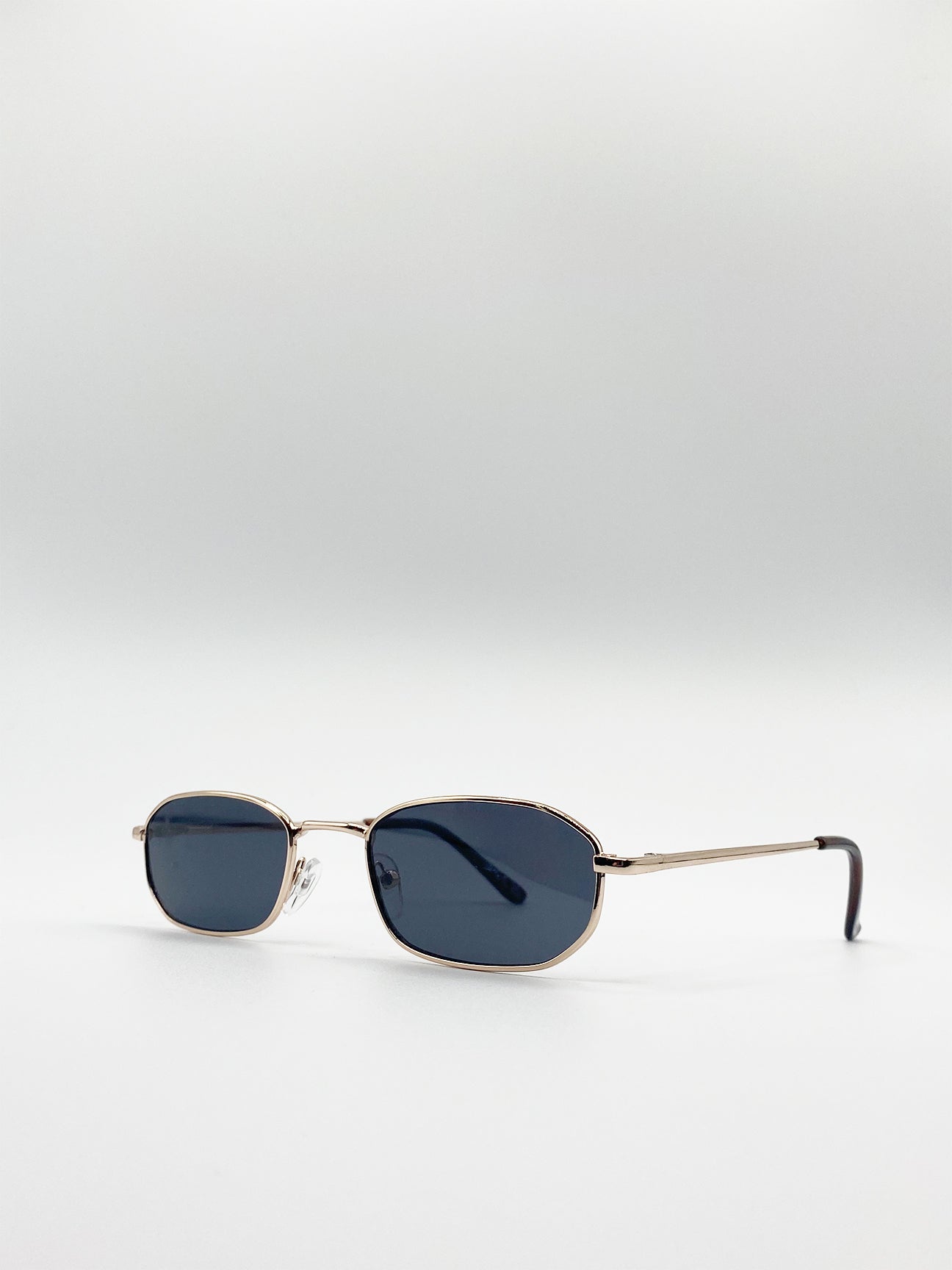 Slim Metal Frame Rectangle Sunglasses - svnx