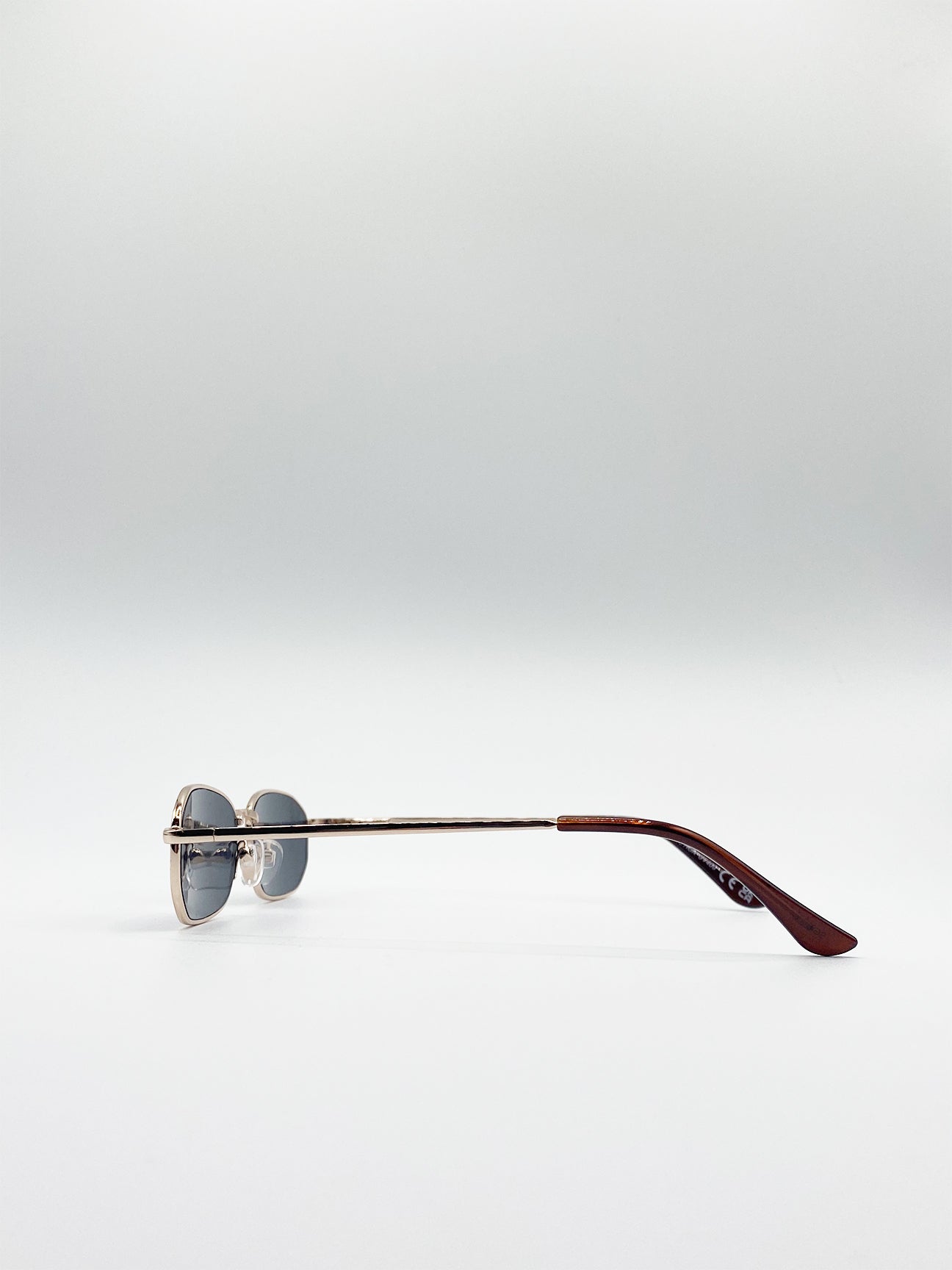 Slim Metal Frame Rectangle Sunglasses - svnx