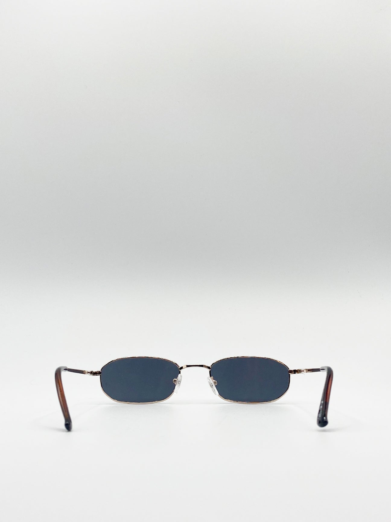 Slim Metal Frame Rectangle Sunglasses - svnx