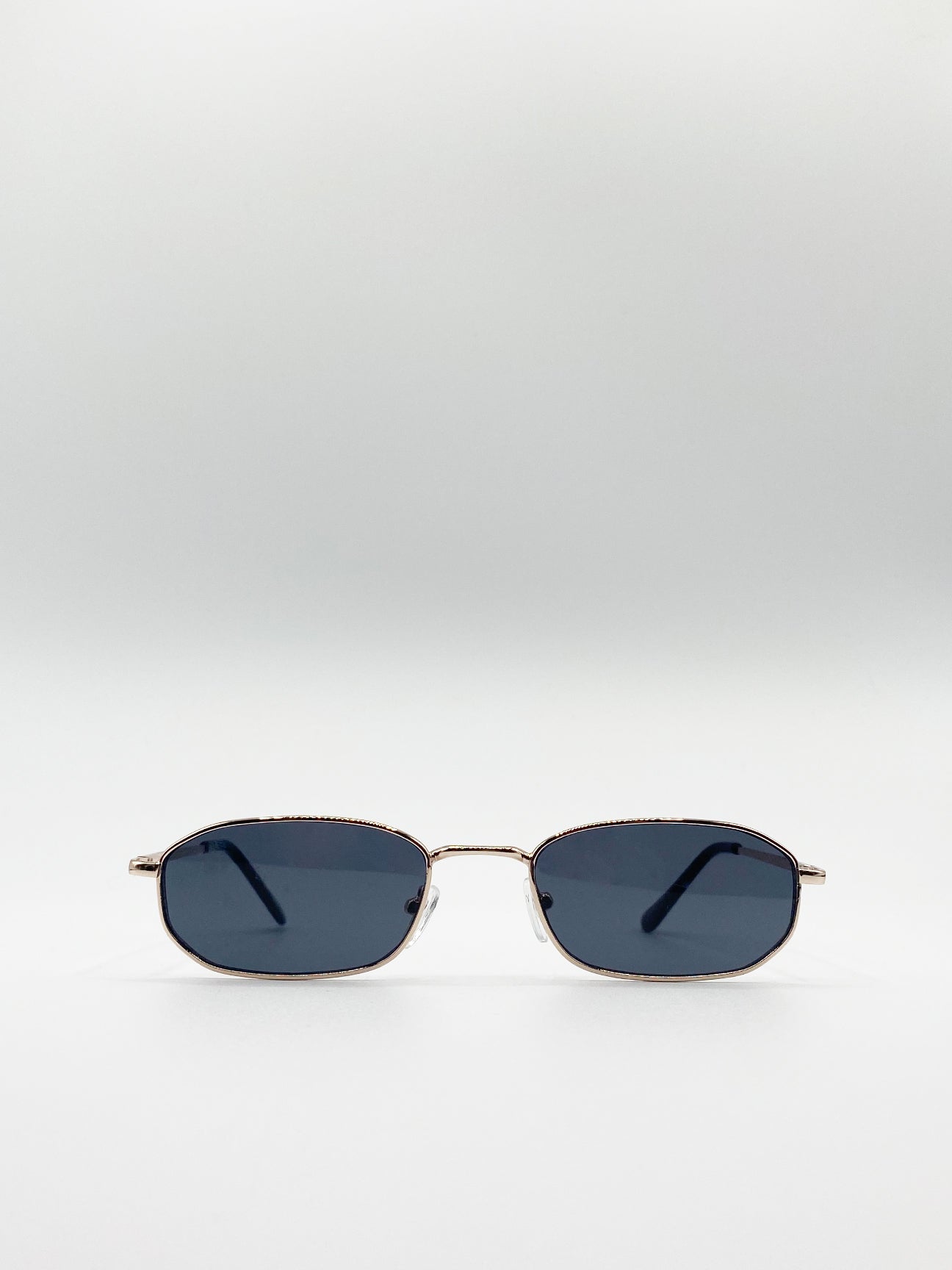 Slim Metal Frame Rectangle Sunglasses - svnx