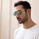 Metal Frame Round Sunglasses with Mirror Lenses - svnx