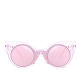 Transparent Pink Sunglasses with Round Lenses and Cat Eye Frame - svnx