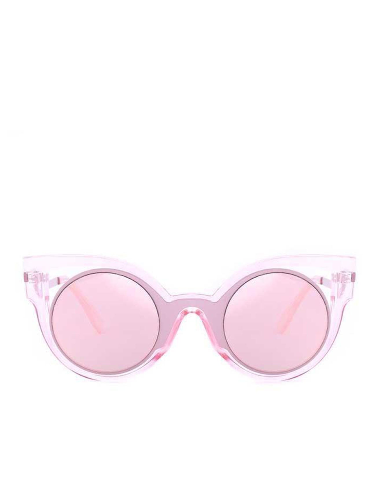 Transparent Pink Sunglasses with Round Lenses and Cat Eye Frame - svnx
