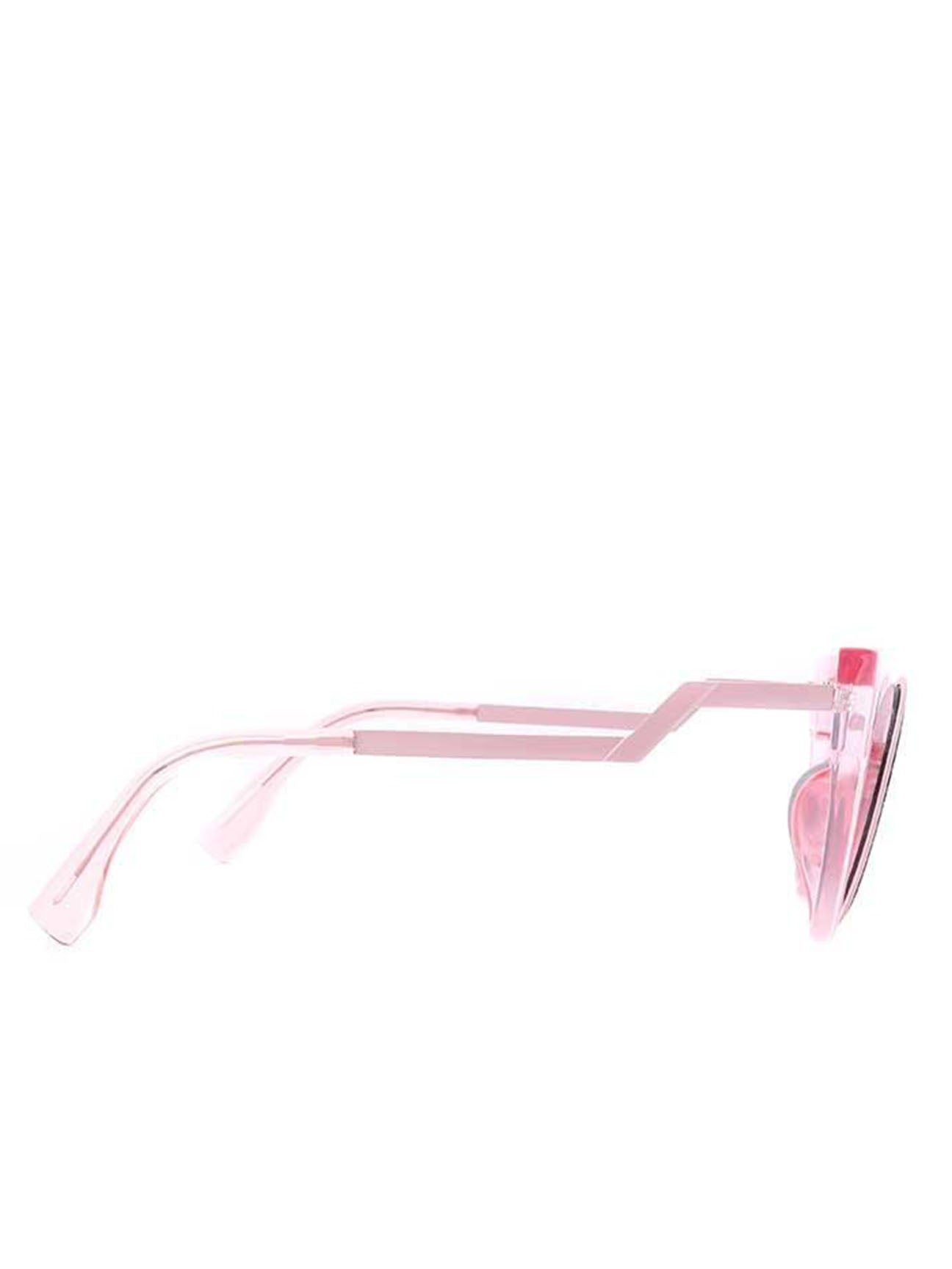 Transparent Pink Sunglasses with Round Lenses and Cat Eye Frame - svnx