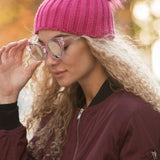 Transparent Pink Sunglasses with Round Lenses and Cat Eye Frame - svnx