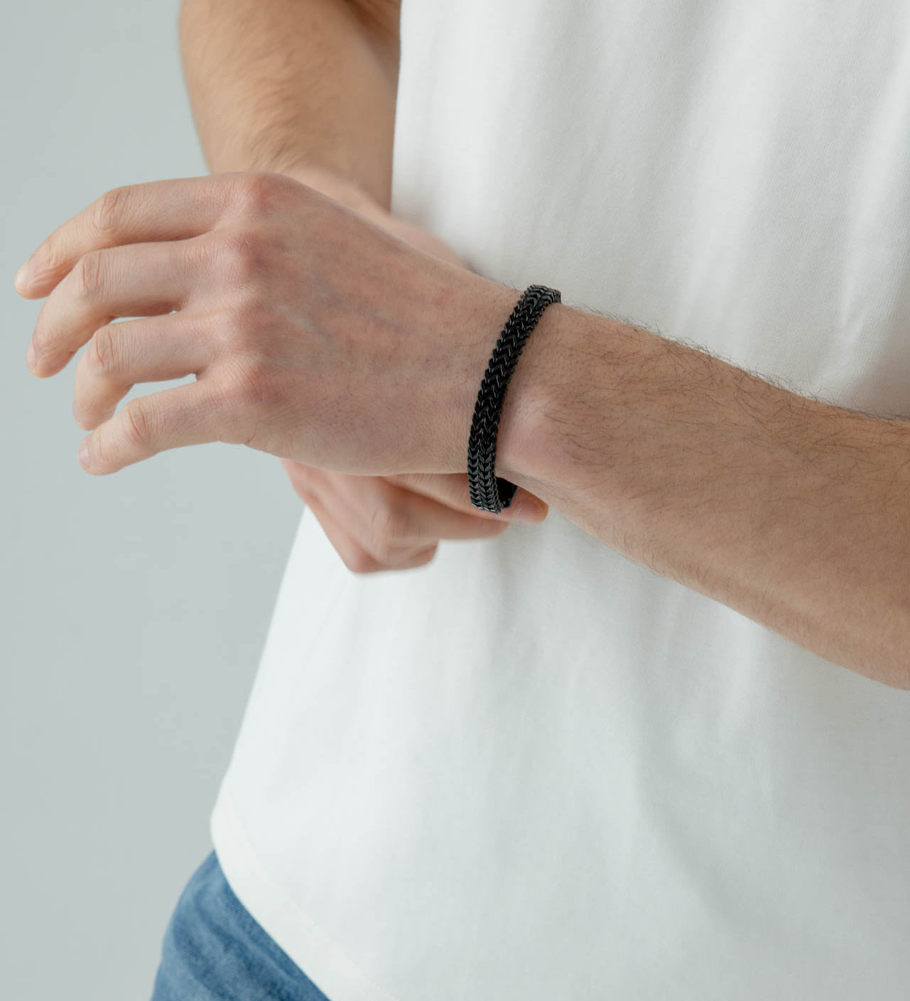 SVNX Double Franco Chain Bracelet in Black - svnx