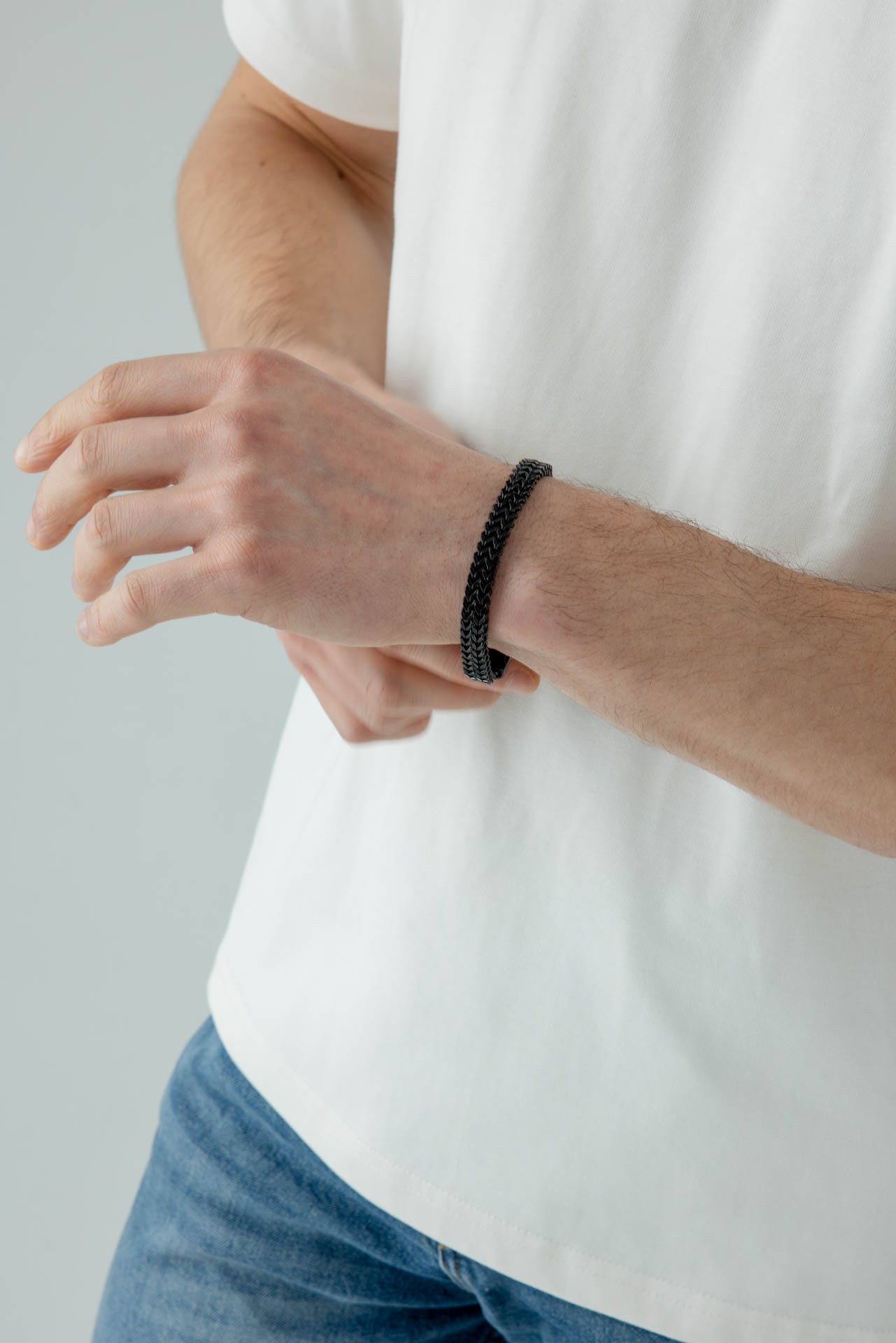 SVNX Double Franco Chain Bracelet in Black - svnx