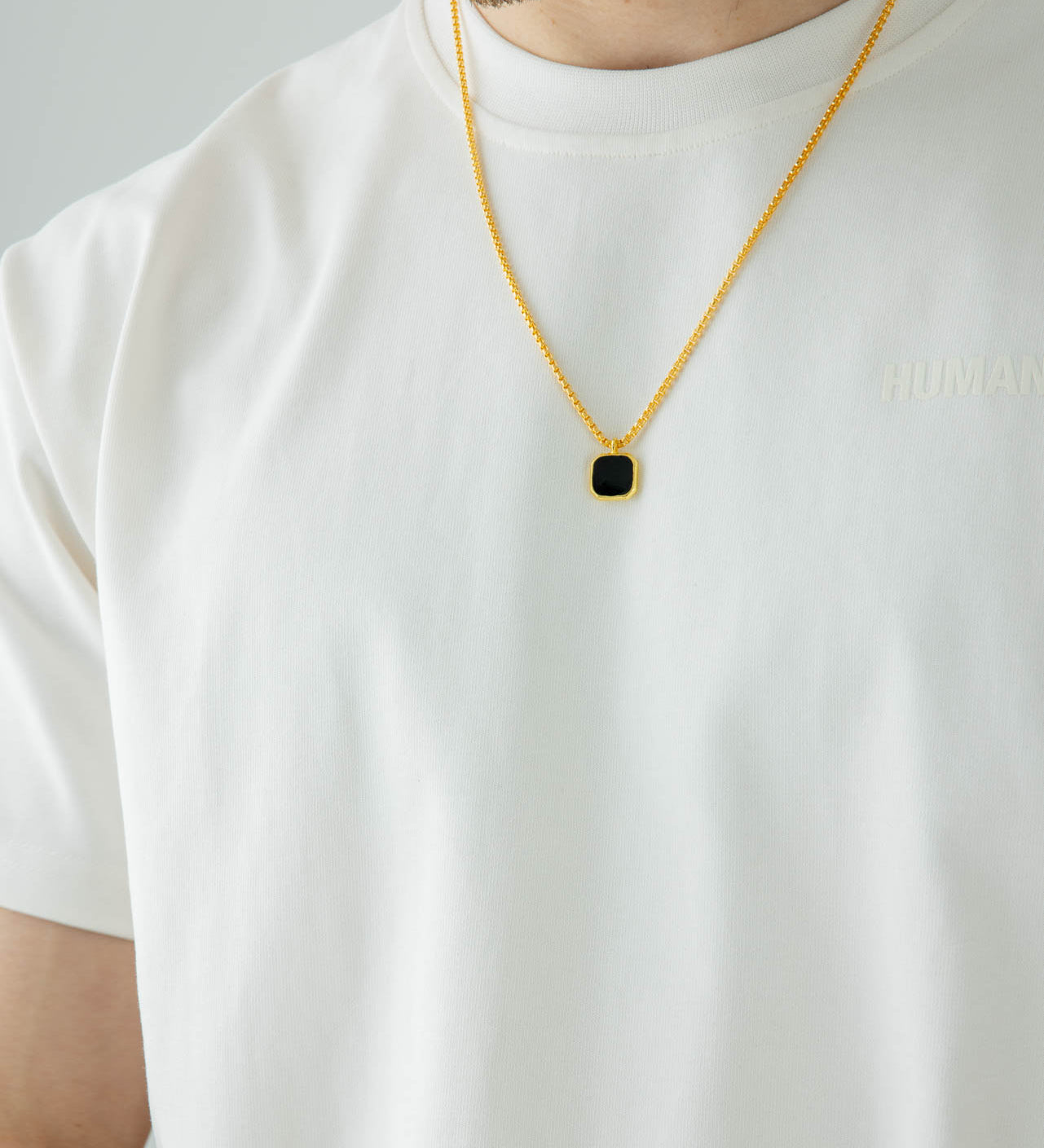 SVNX Gold Chain with Black Pendant - svnx
