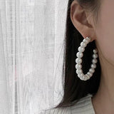 Faux Pearl Hoop Earrings