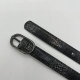 Faux Snake Print Thin Belt in Black