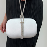 White Clutch bag with Crystal Stap Handle