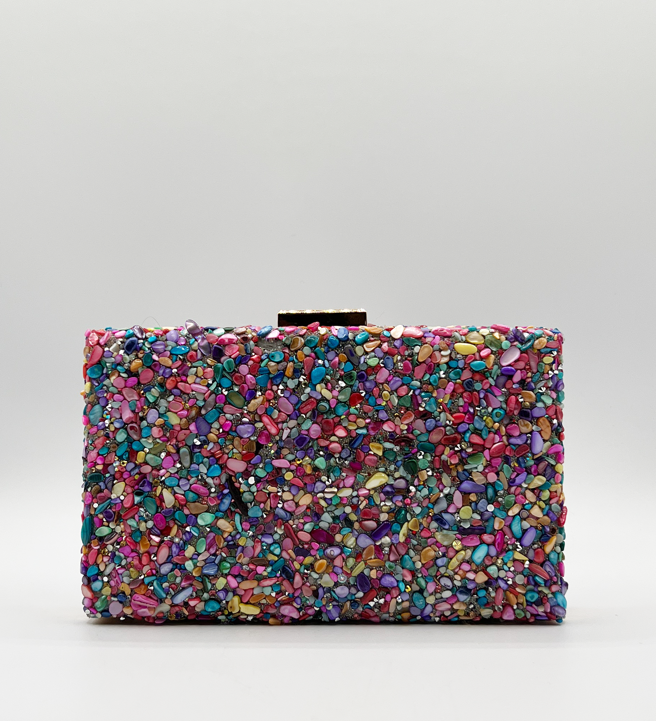 Embellished Square Clutch Bag in Multi