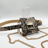 Faux Croc Belt with Detachable Bag and Chain