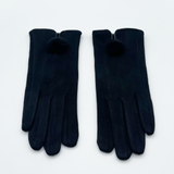 Sleek Black Gloves With Pom Pom