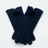 Sleek Black Gloves With Pom Pom