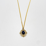 Vintage Style Gold Plated Necklace With Lapis Lazuli Gemstone Pendant