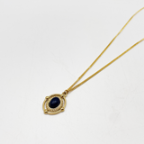 Vintage Style Gold Plated Necklace With Lapis Lazuli Gemstone Pendant