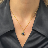 Vintage Style Gold Plated Necklace With Lapis Lazuli Gemstone Pendant