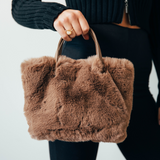 Faux fur handbag in Brown