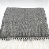 Herringbone Tassle Scarf In Black and White