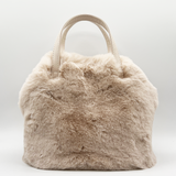 Faux fur handbag in Cream