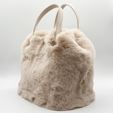 Faux fur handbag in Cream