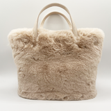 Faux fur handbag in Cream