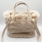 Faux fur handbag in Cream