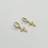 Cross Drop Earring On Gold Hoop