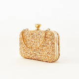 Rose Gold Stone Embellished Clutch Bag