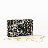 Embellished Clutch bag in Black Speckle