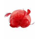 Floral Fascinator with A Wide Base in Red - svnx