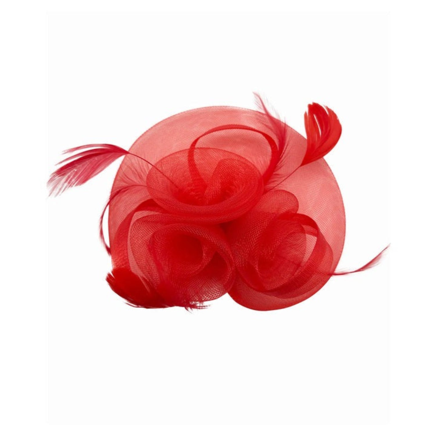 Floral Fascinator with A Wide Base in Red - svnx