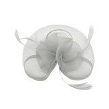 Floral Fascinator with A Wide Base in Light Grey - svnx