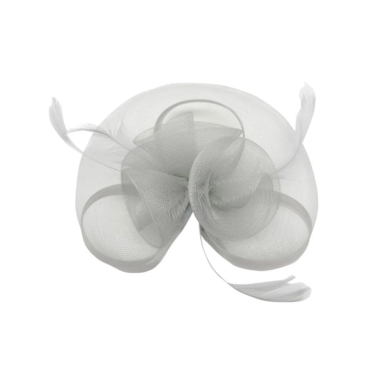 Floral Fascinator with A Wide Base in Light Grey - svnx