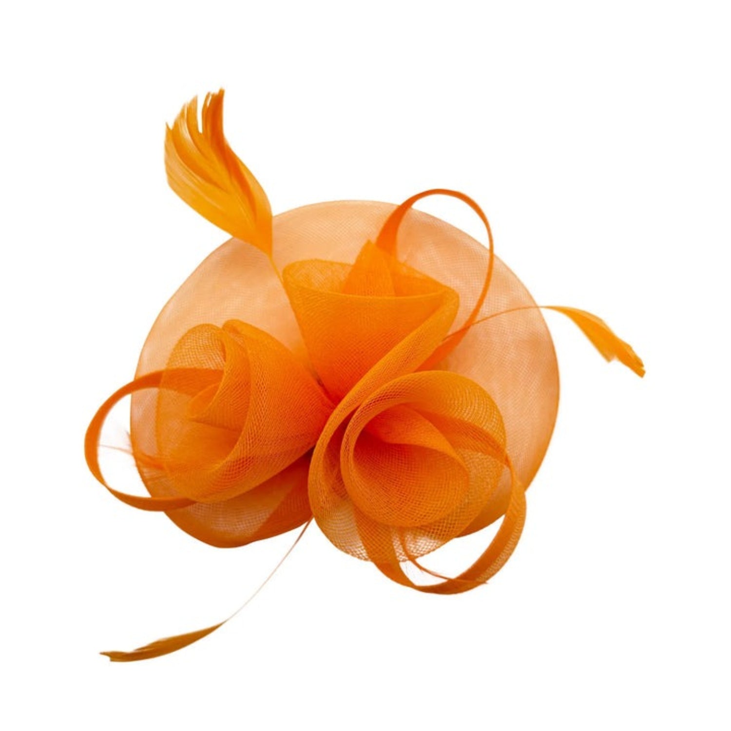 Floral Fascinator with A Wide Base in Orange - svnx