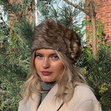 Faux Fur Headband in Brown