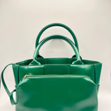 Woven Faux Leather Grab Bag in Green