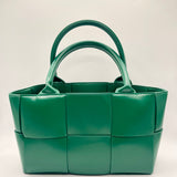 Woven Faux Leather Grab Bag in Green