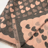 Soft Heart Printed Scarf in Pink & Grey