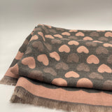 Soft Heart Printed Scarf in Pink & Grey