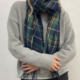 Tartan Woven with Tassels Blue Multi