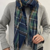 Tartan Woven with Tassels Blue Multi