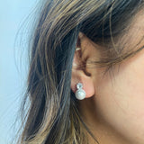 Pearl Diamante Earrings in Silver