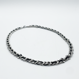 Silver and Black Woven Chain Necklace